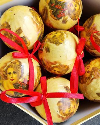 set 14 palline natale vintage -stile angeli scatol