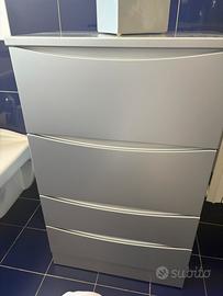 Cassettiera laccata grigia argento