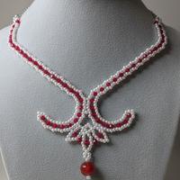 Collana Elegante Retrò Corniola Rossa Art Nouveau