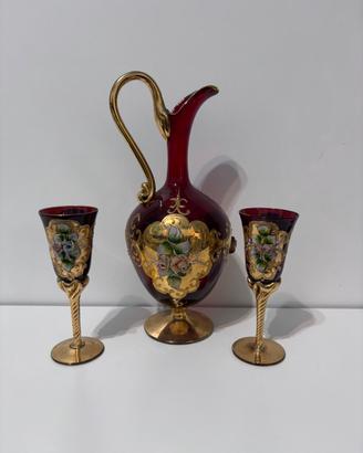 Caraffa e bicchieri di Murano