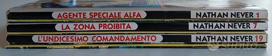 Fumetti Nathan Never con I suoi allegati.