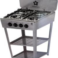 FORNELLO A GAS 4 FUOCHI CON DOPPIO RIPIANO