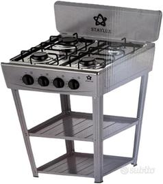 FORNELLO A GAS 4 FUOCHI CON DOPPIO RIPIANO