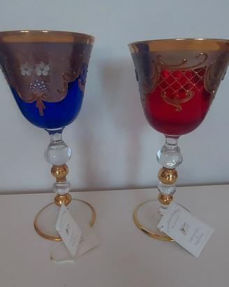  Coppia  calici T.Murano da collezione