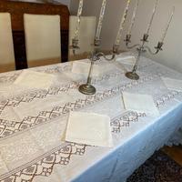 Tovaglia Lino Ricamo a Mano, 24 tovaglioli