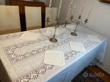 Tovaglia Lino Ricamo a Mano, 24 tovaglioli