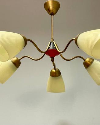 LAMPADARIO SOSPENSIONE ANNI 50 ITALIA DECO' GIALLO