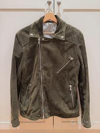 Giacca biker/chiodo in vera pelle scamosciata