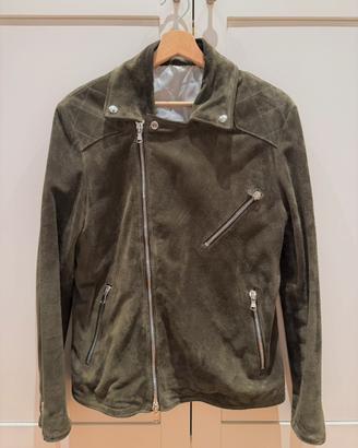 Giacca biker/chiodo in vera pelle scamosciata
