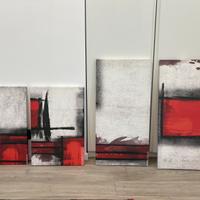 Set quadri su tela rosso