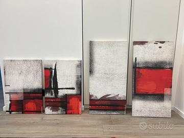Set quadri su tela rosso