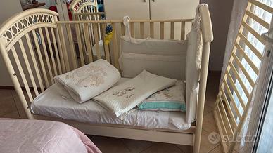 culla neonato bianca in legno con cassetto 