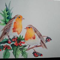 acquerello pettirossi