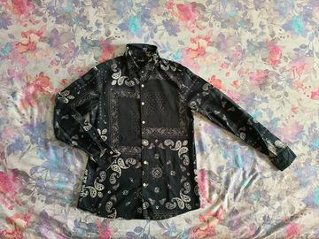 Camicia a fiori nera Republica taglia M slim uomo