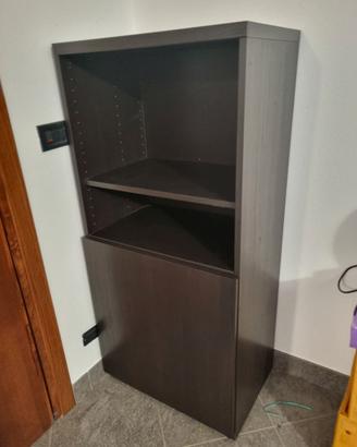 Mobile libreria con ripiani e anta – colore wengé