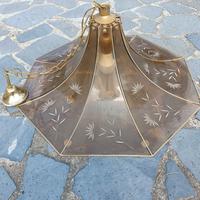 Lampadario in vetro fumé decorato