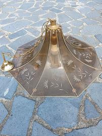 Lampadario in vetro fumé decorato