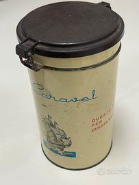 Barattolo in latta caffè Caravel arrarex anni 60