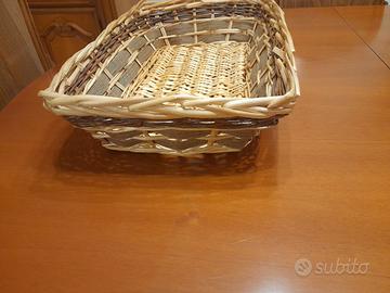 Cesto contenitore rettangolare in vimini