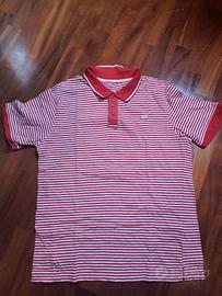 Polo maniche corte cotone bianca a rossa Tg XL