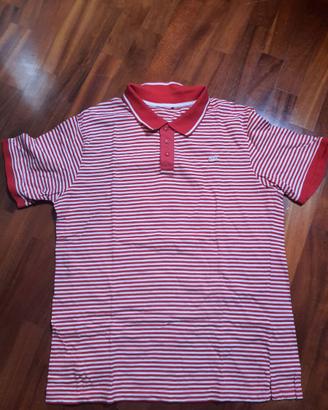 Polo maniche corte cotone bianca a rossa Tg XL