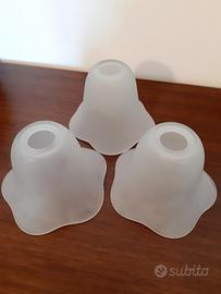 3 Paralumi Campanula in vetro bianco opaco