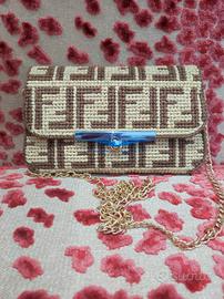 Borsa Pochette Handmade in Rafia a Punto Croce