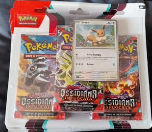 Pokemon Blister 3 Bustine Ossidiana Infuocata Eeve