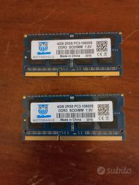  ram  per  portatile  ddr3 8GB totali perfette