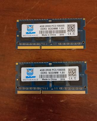  ram  per  portatile  ddr3 8GB totali perfette