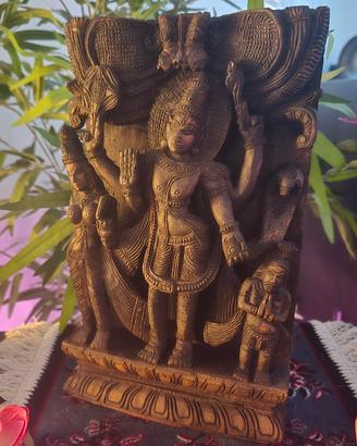 Pannello Intagliato Indiano Vishnu Lakshmi e