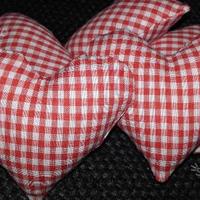 Cuori di stoffa da decorare 5 pezzi rosso a quadre