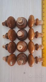 12 pomelli pomoli vintage in legno rotondo