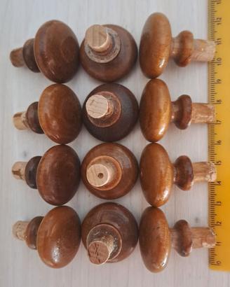 12 pomelli pomoli vintage in legno rotondo