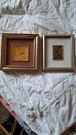 Quadretti (2pz.) da parete, con cornice in legno