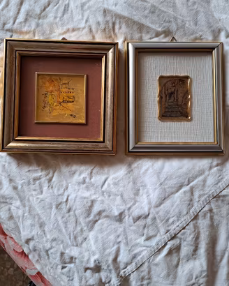 Quadretti (2pz.) da parete, con cornice in legno