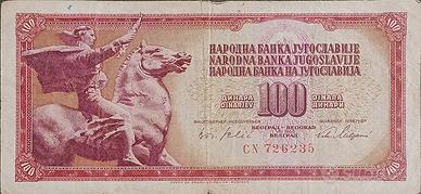 Banconota 100 dinara Jugoslavia 1965 - 