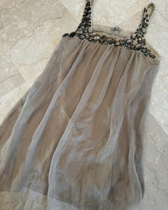 Vestito beige chiffon