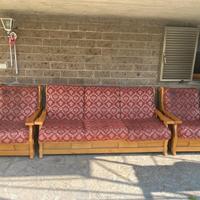 Salotto legno massello: divano 3 posti + 2 poltron