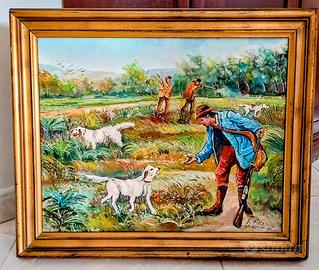 Quadro Il Cacciatore dipinto a olio su tela.