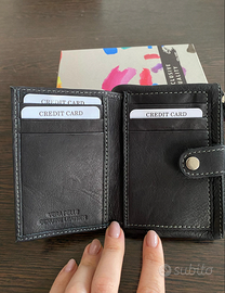 Portafoglio piccolo nero in vera pelle