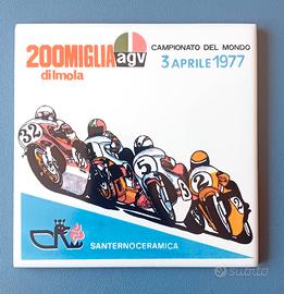 Mattonella ceramica motocilismo 200 miglia (1977)
