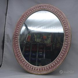SPECCHIO OVALE CERAMICA ROSA CAPODIMONTE