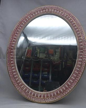 SPECCHIO OVALE CERAMICA ROSA CAPODIMONTE