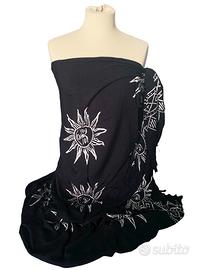 Pareo copricostume mare donna viscosa nero bianco