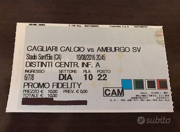 Cagliari Calcio Amburgo S.Elia Biglietto 2016