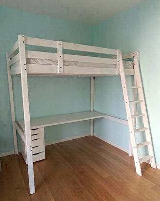 letto a soppalco Ikea + piano  + cassetti