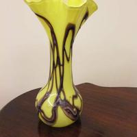 Grande vaso a tromba vetro giallo design Liberty