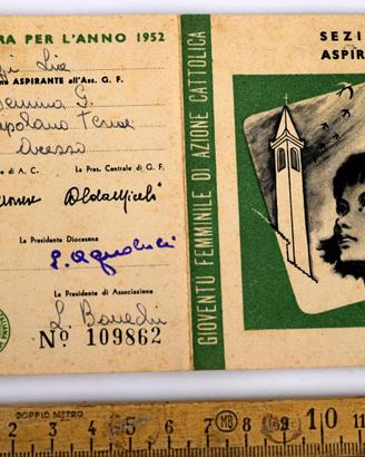 Tessera Azione Cattolica Femminile 1952