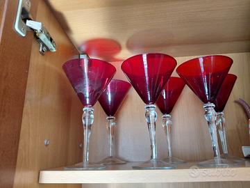 set  6 bicchieri in vetro rosso 